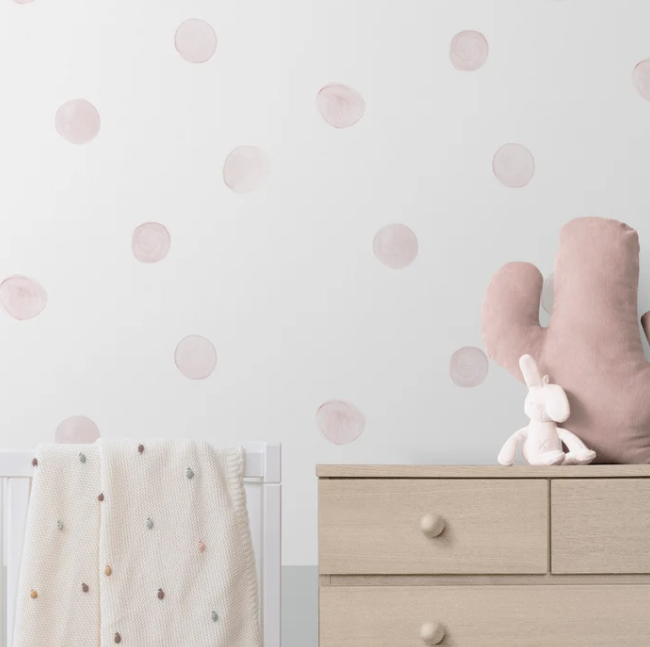 Muestra - Papel de parede Lunares rosa