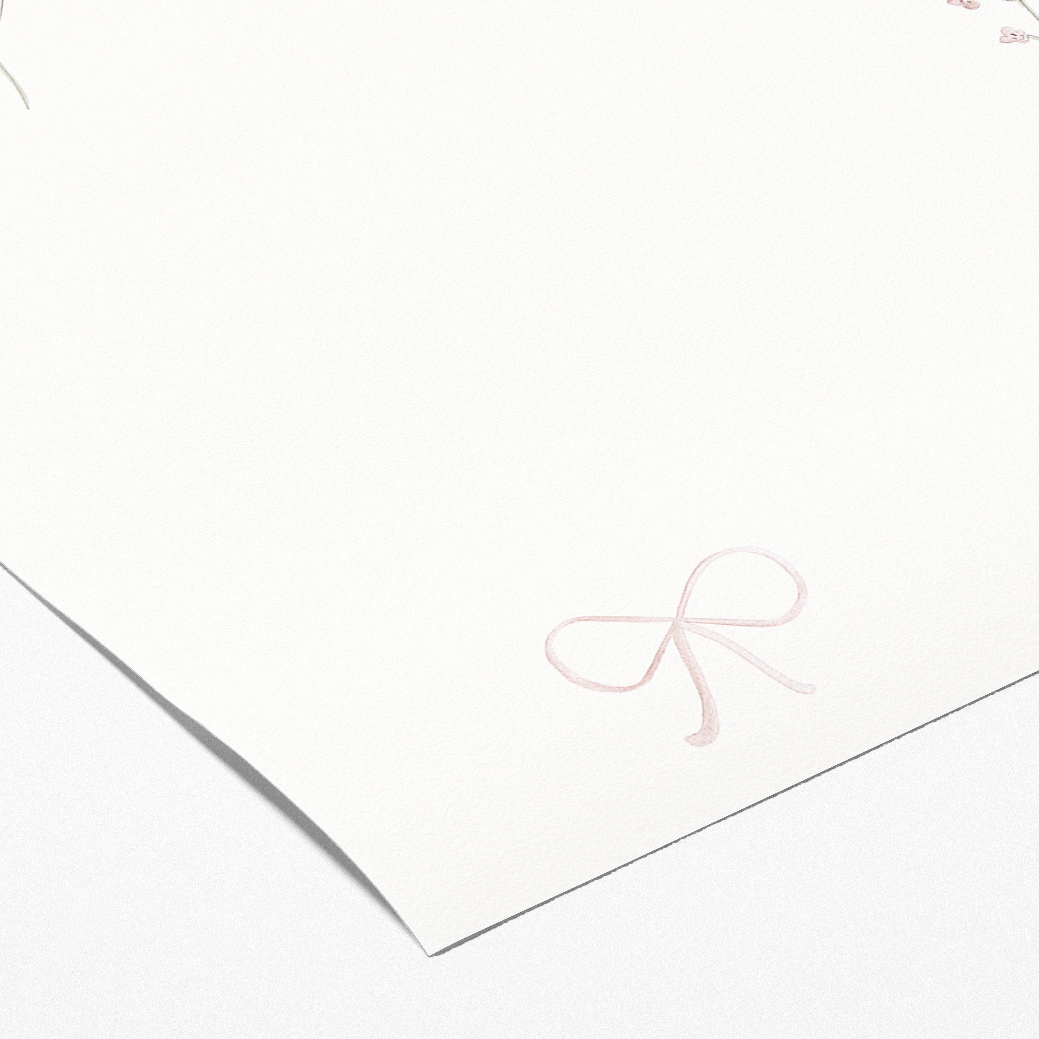 Muestra - Papel de parede Lazos y flores tono rosa