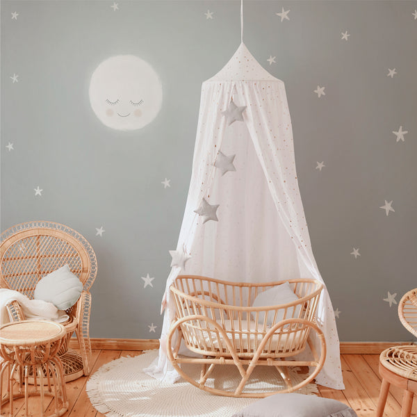Mural infantil Cielo Estrellas gris para decoración de habitación de niños