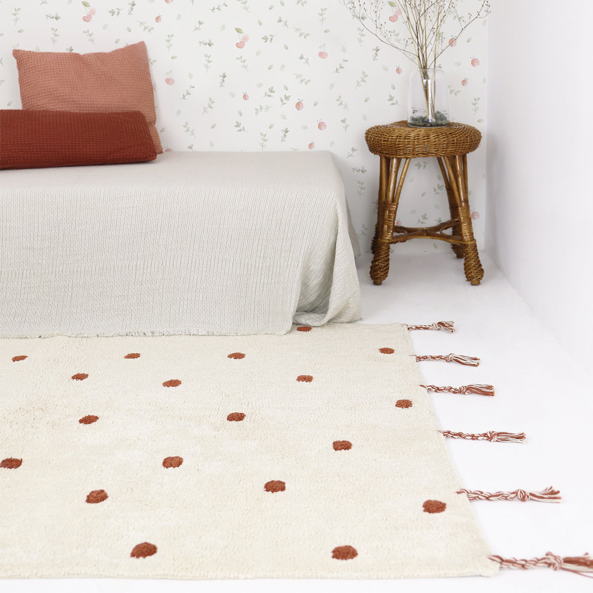 Alfombra infantil Polka Dots teja