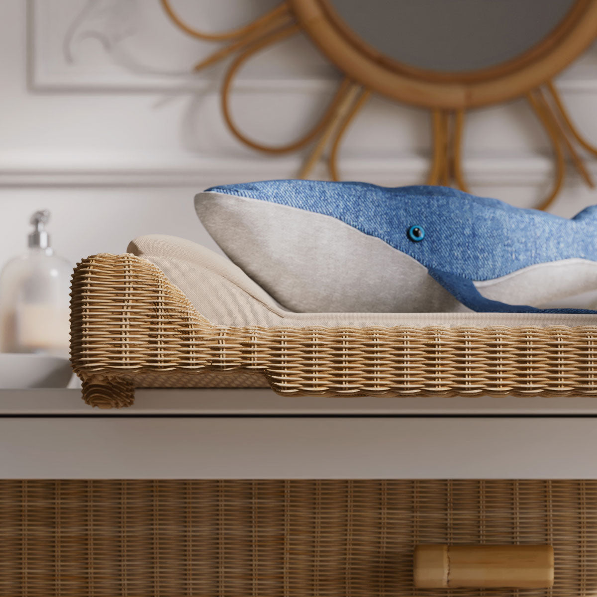 Cambiador infantil de ratán Leo