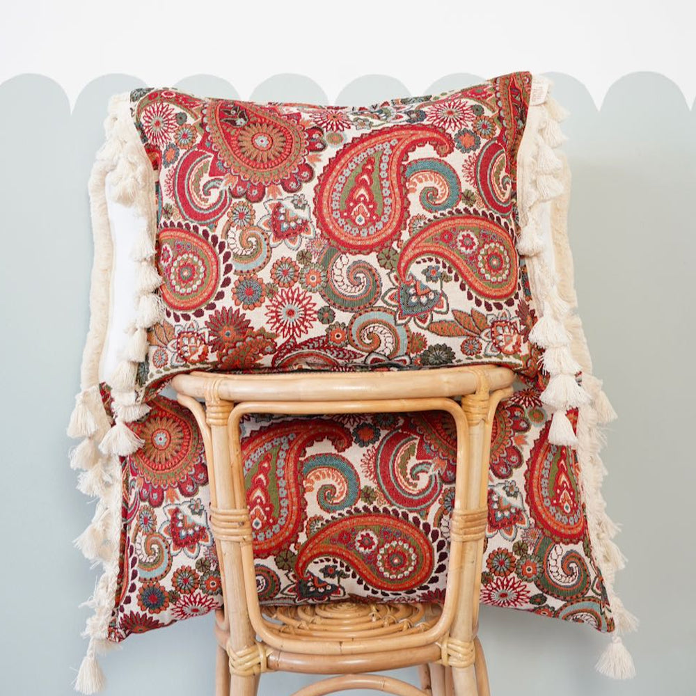 GANESHAM Federe Per Cuscino Artigianali In Seta Zari - Stile Vintage Indiano, Bohémien, 43x43cm (2 Pezzi) - 2