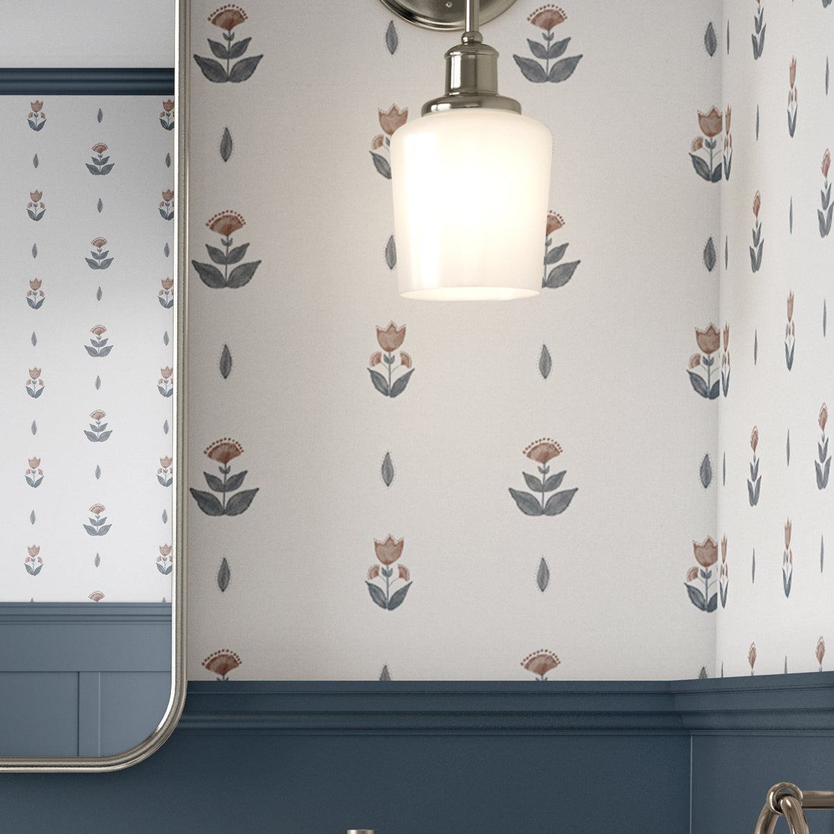 Decoración de cuarto de baño con papel pintado Flores indias