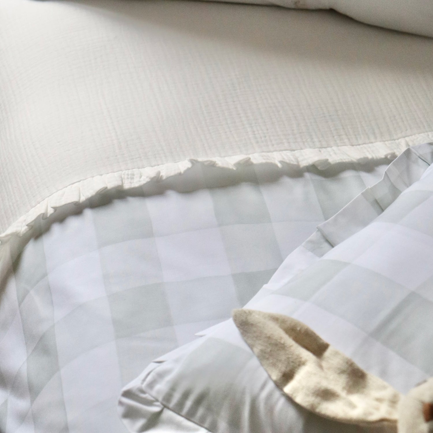 Detalle de la funda nòrdica vichy verde