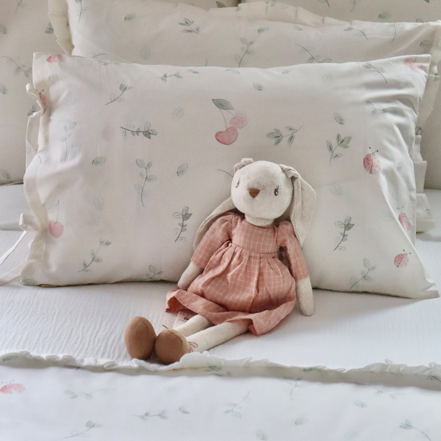 Funda de almohada Mariquitas Lazo de algodón percal 200 hilos