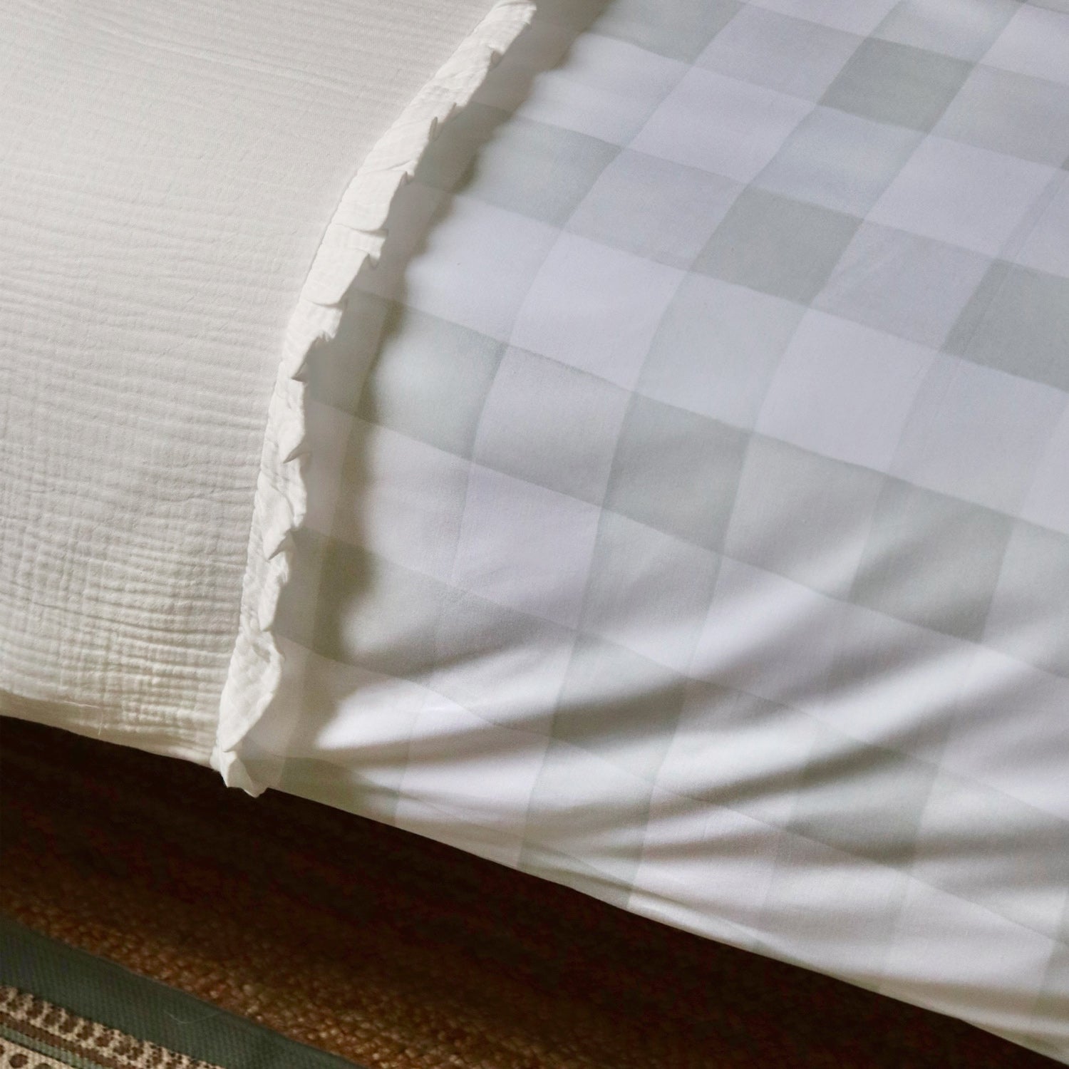 Funda nórdica con embozo incorporado cuadros vichy verde