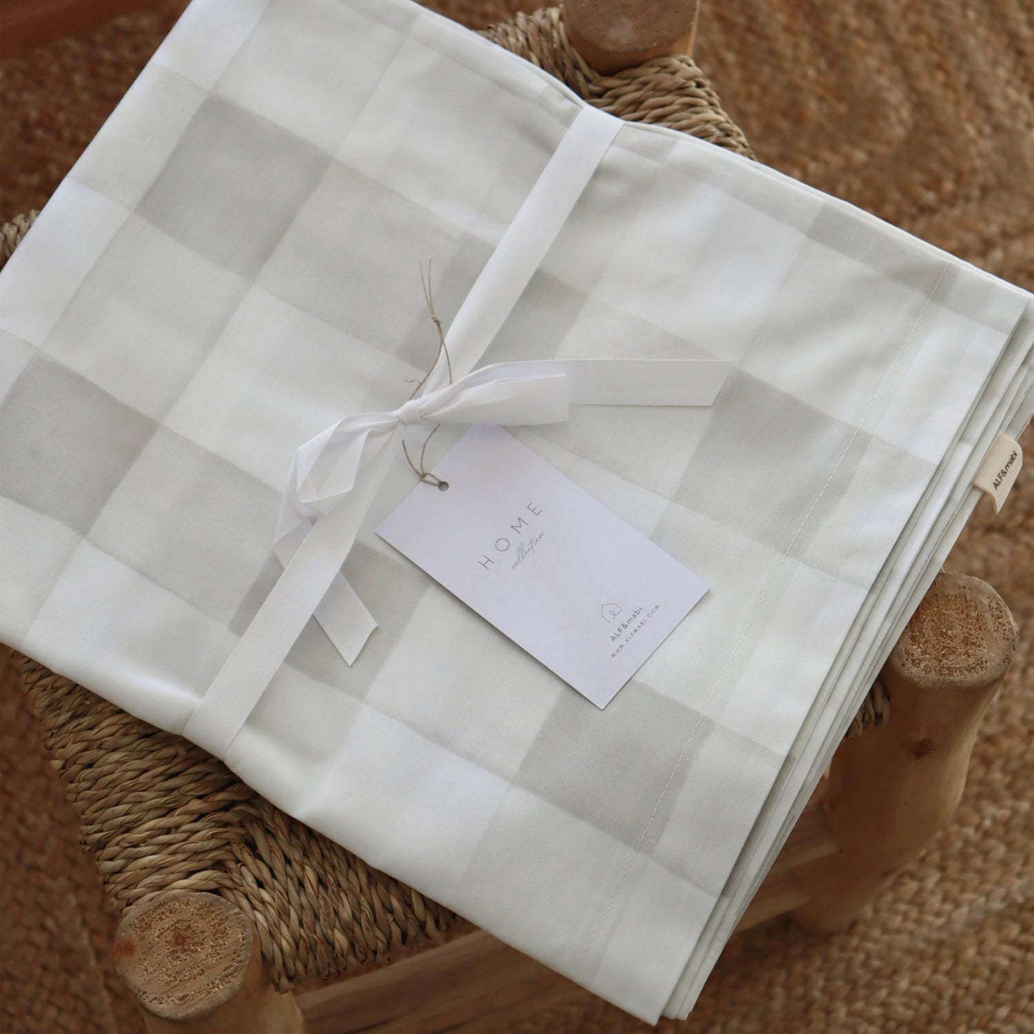 Funda nórdica Vichy Gris Borde liso