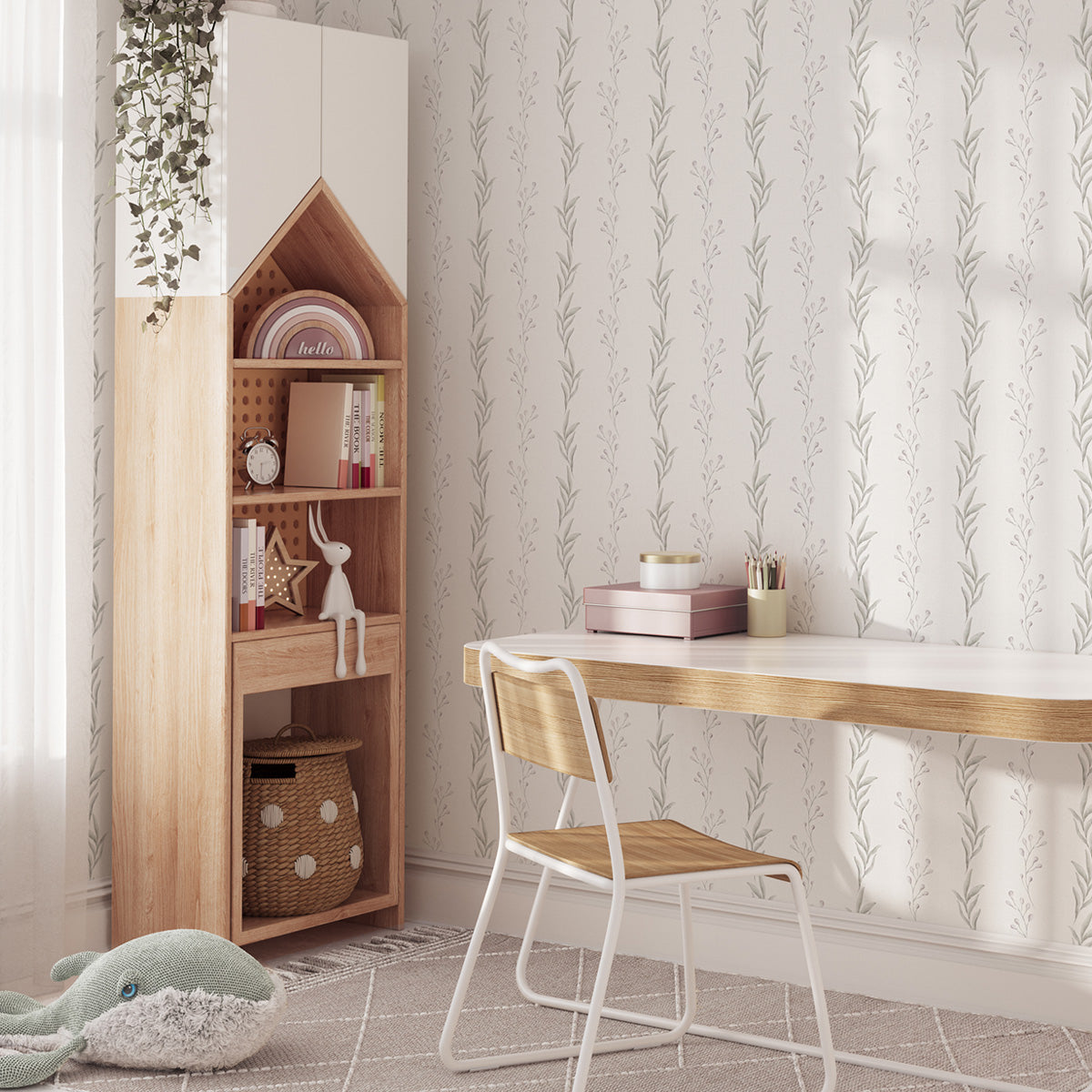 Habitación de niñas mayores con papel pintado Verbena