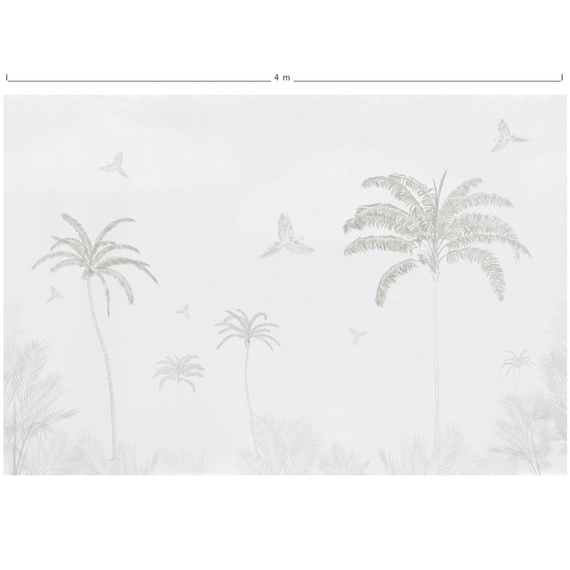 Green Cream Tropical Palm Trees wall mural