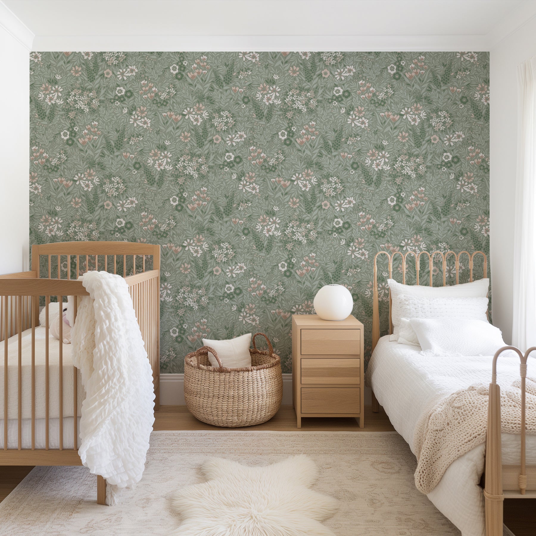 Papel pintado Botánico floral para cuartos infantiles
