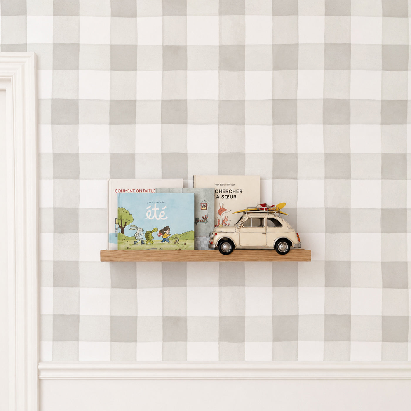 Papel pintado Cuadros gris arena