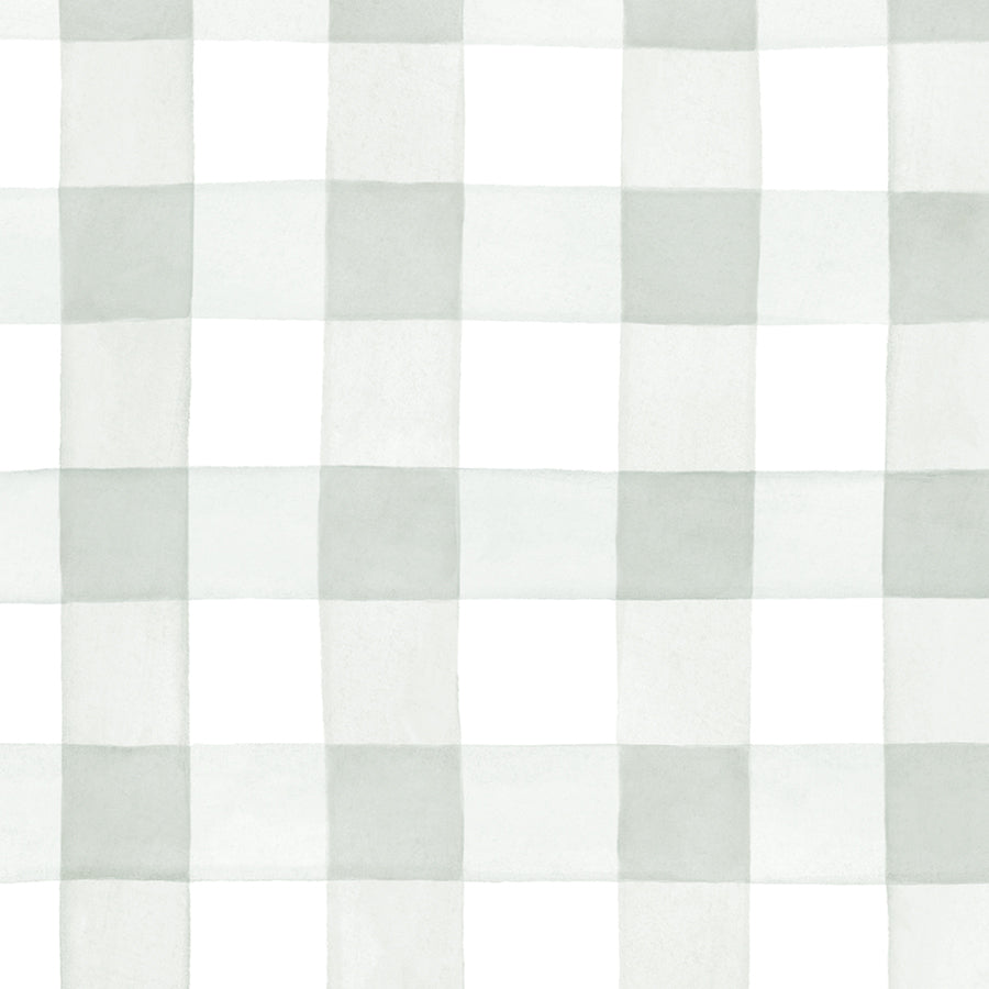 Papel pintado Cuadros verde y blanco de acuarela vichy infantil
