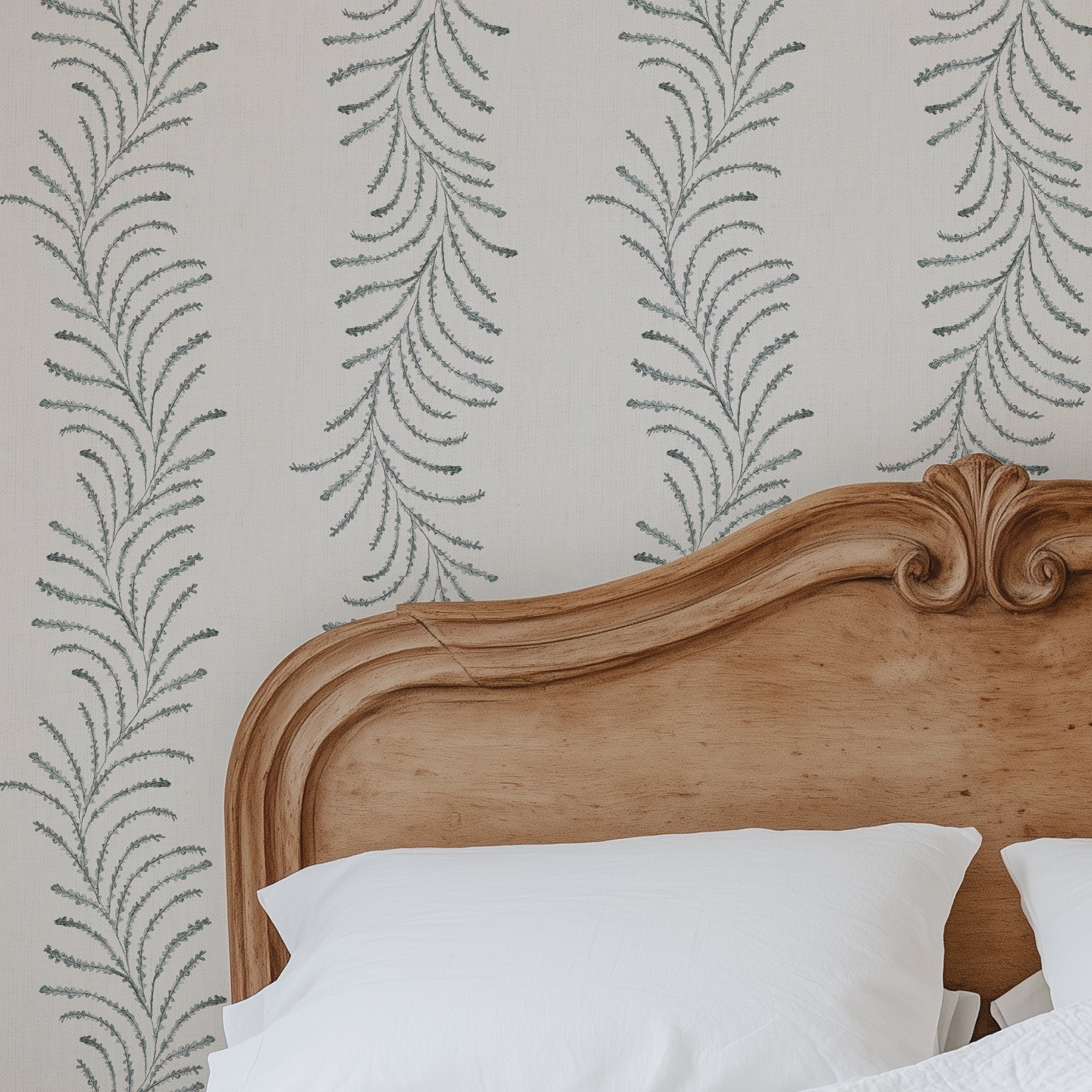 Papel pintado Diseños orgánicos con rayas color verde esfumado