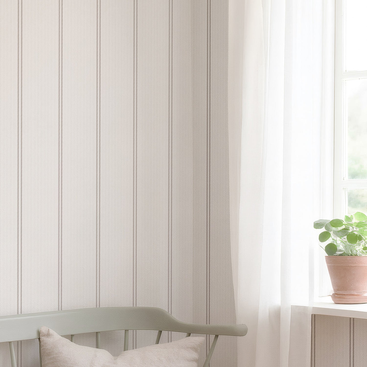 Papel pintado doble rayas color mocha