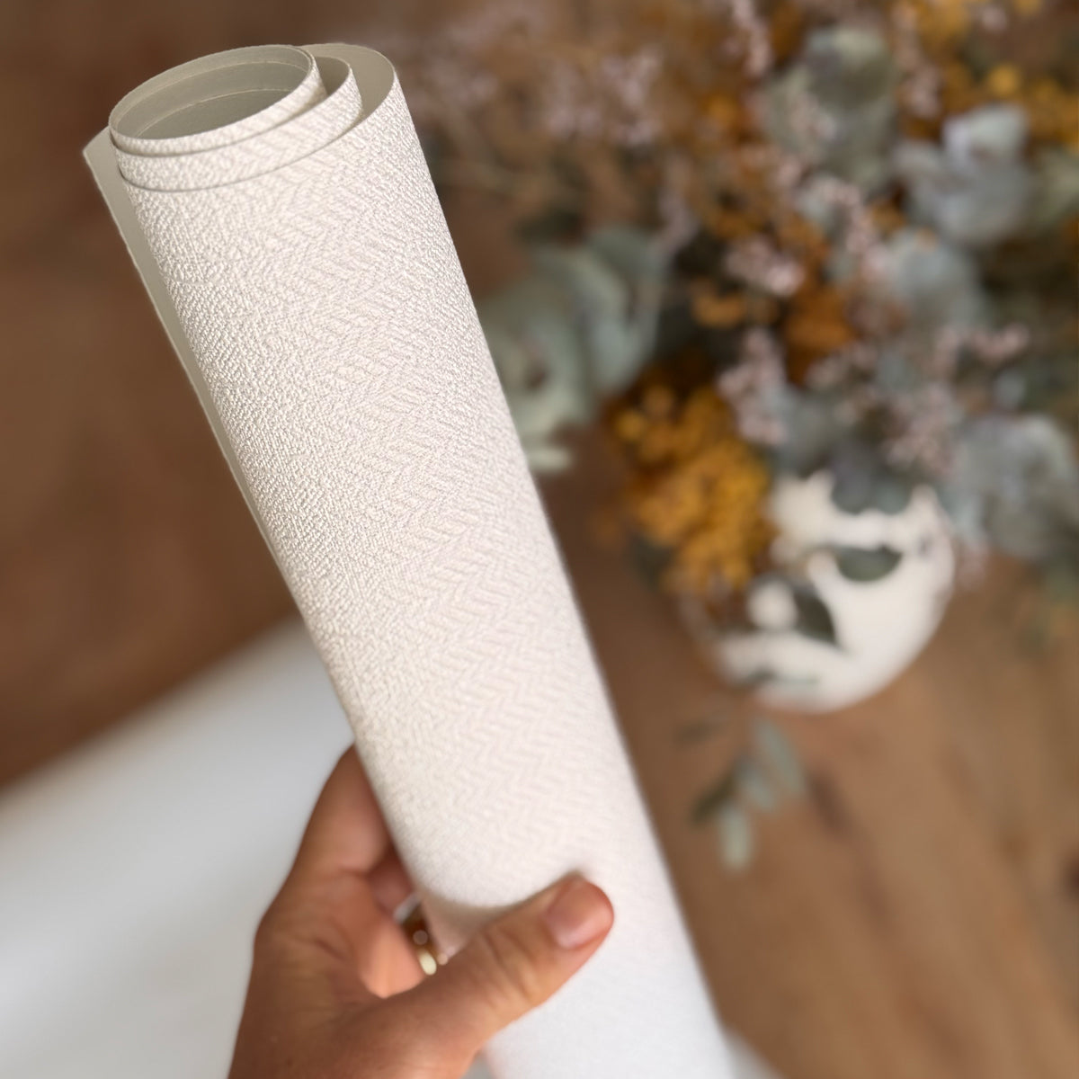 Muestra - Papel pintado Blanc Chevronné