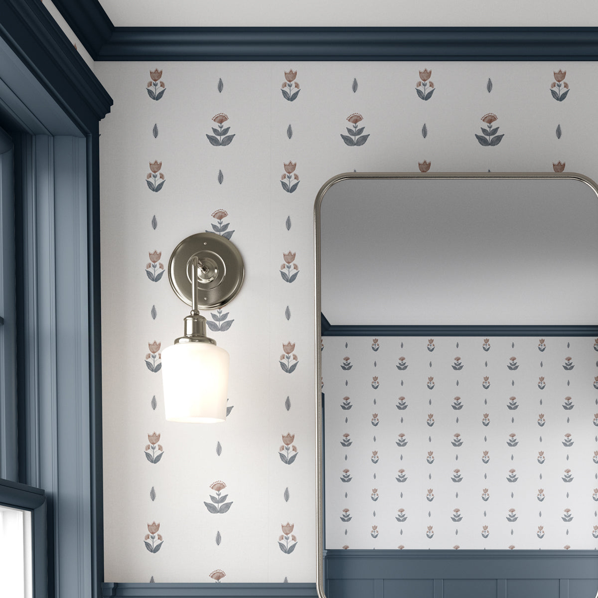 Papel pintado Flores Ikat para decoración de baños