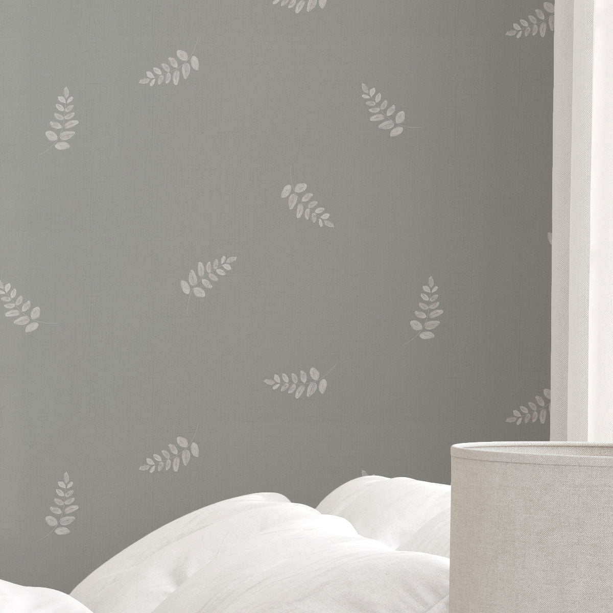 Papel pintado hojas verde para decoración de habitación de matrimonio