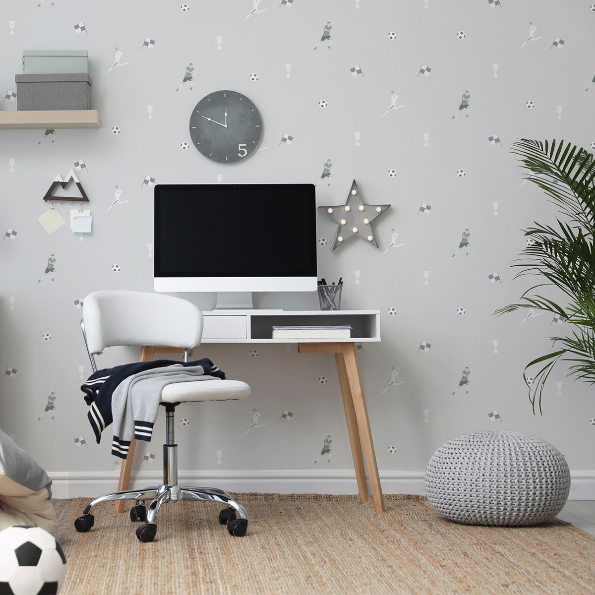 Papel pintado jugadores de futbol para decorar cuarto juvenil