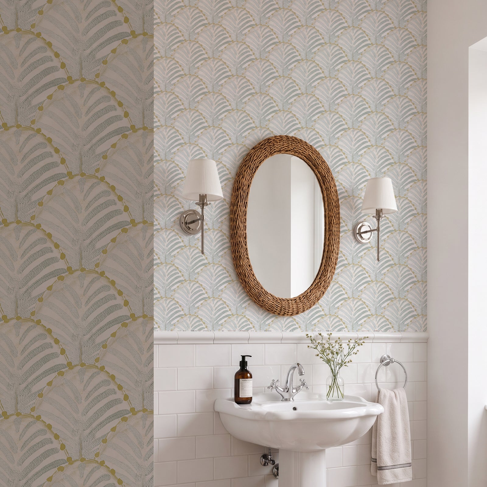Papel pintado Les Coquilles Aguamarina para la decoración de baños