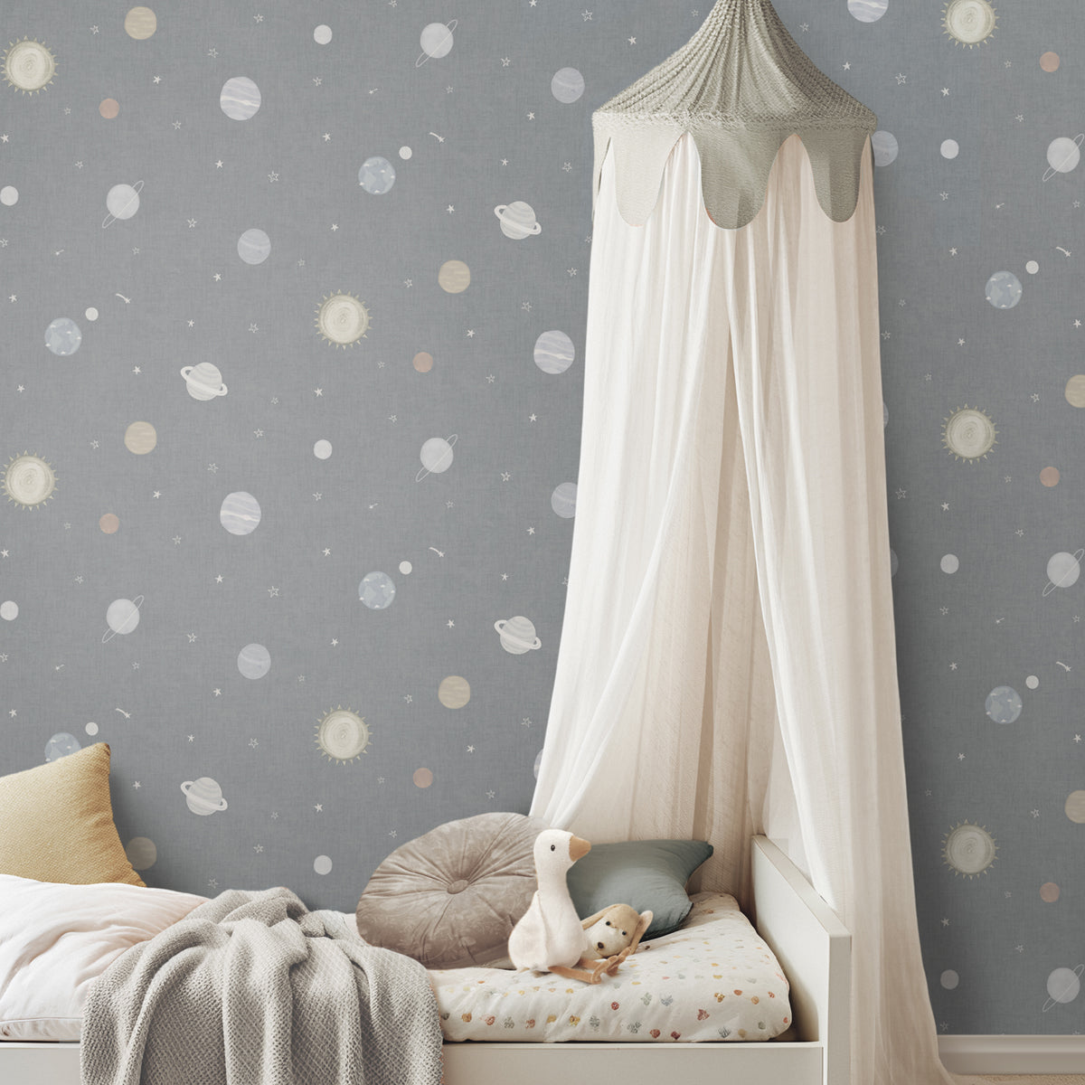 Carta da Parati I miei Pianeti blu navy per una decorazione a tema cielo, image size:1200x1200