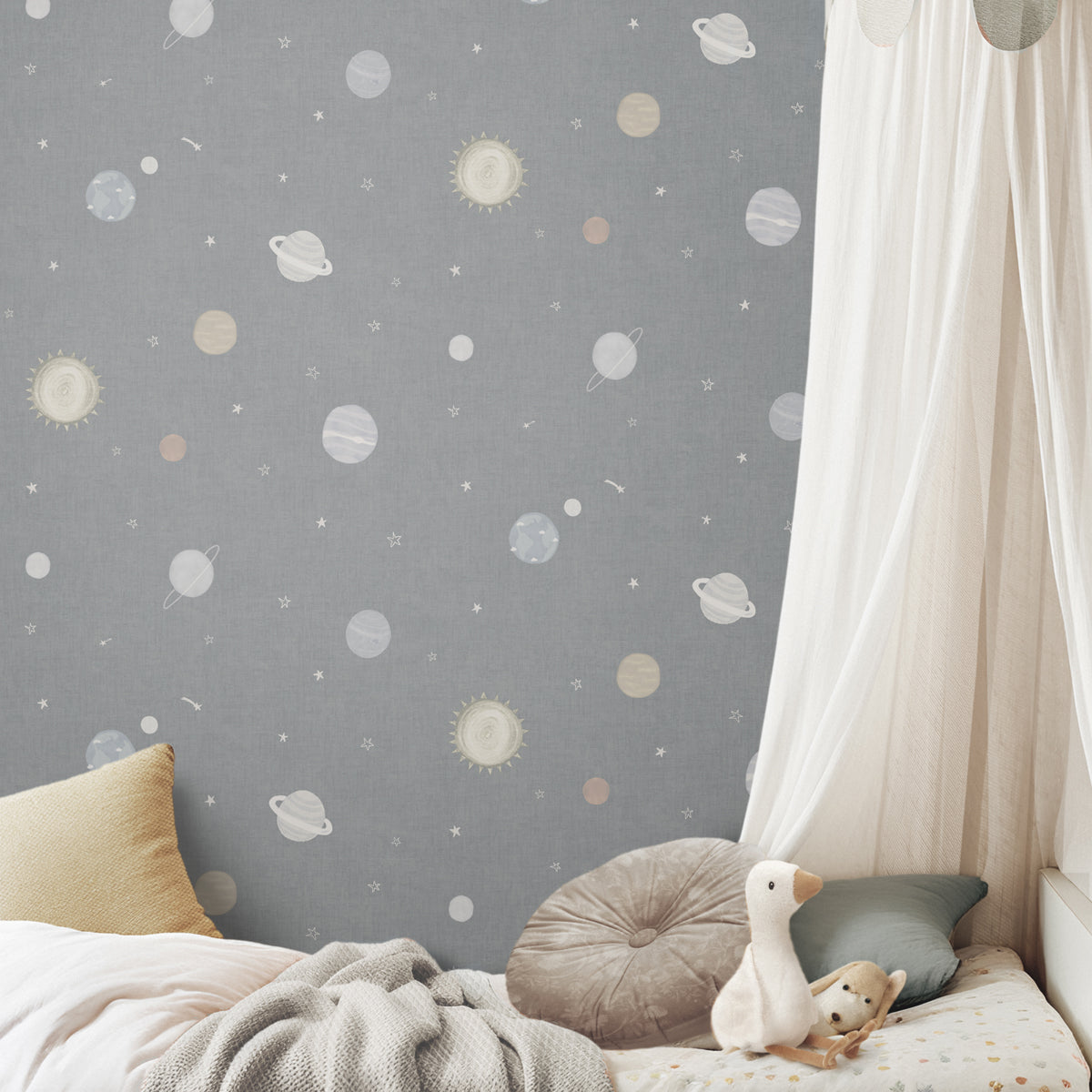 Papel pintado Mis Planetas azul