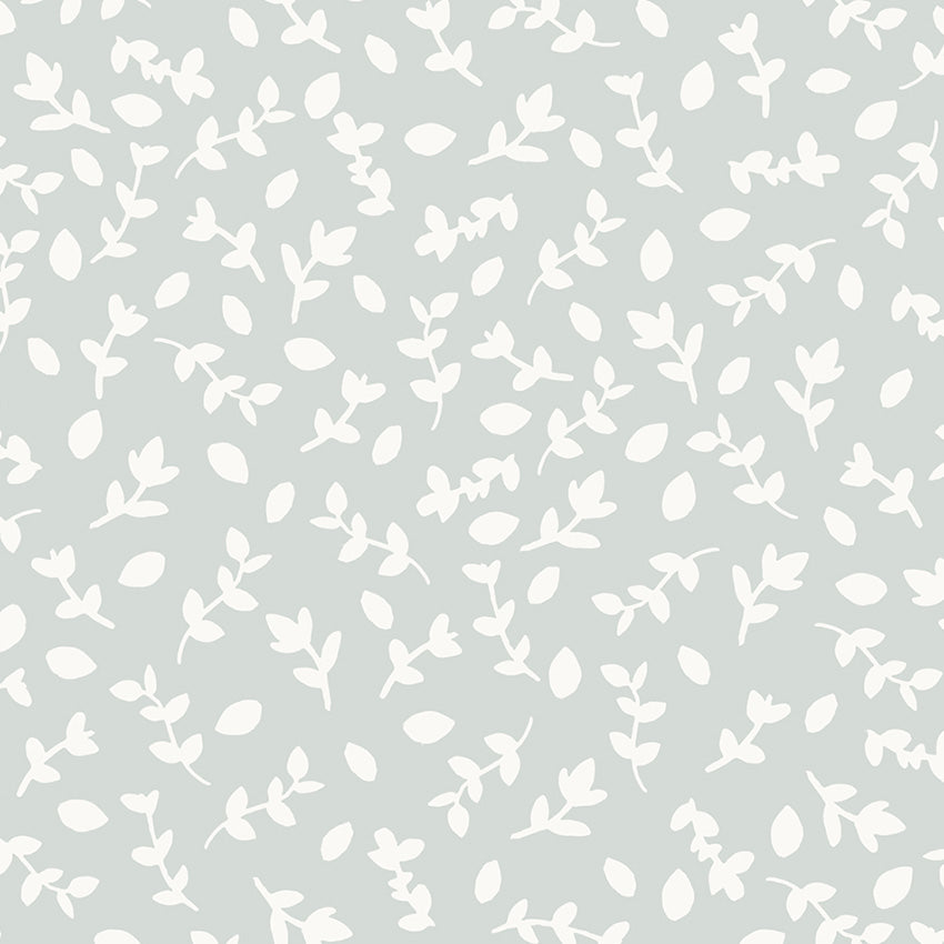 Papel pintado Ramitas verde para decoración infantil en detalle