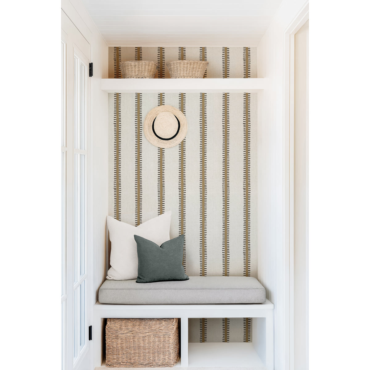 Papel pintado Rayas color mostaza y negro