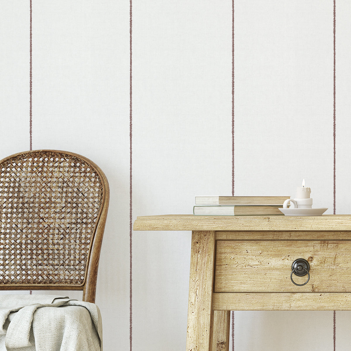 Papel pintado rayas granate para la decoración de interiores