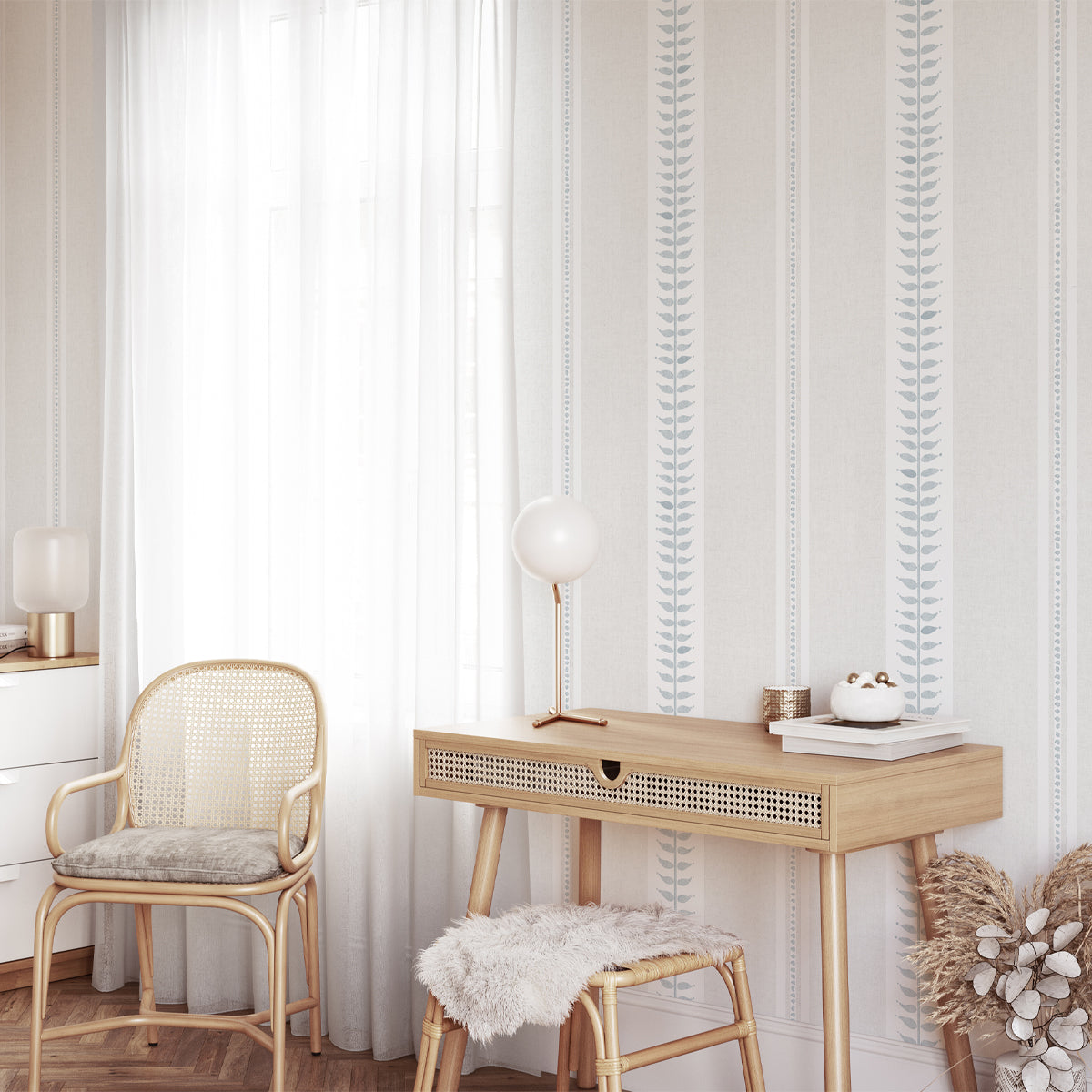 Papel pintado Rayas modernas de colores neutros para la decoración de dormitorios