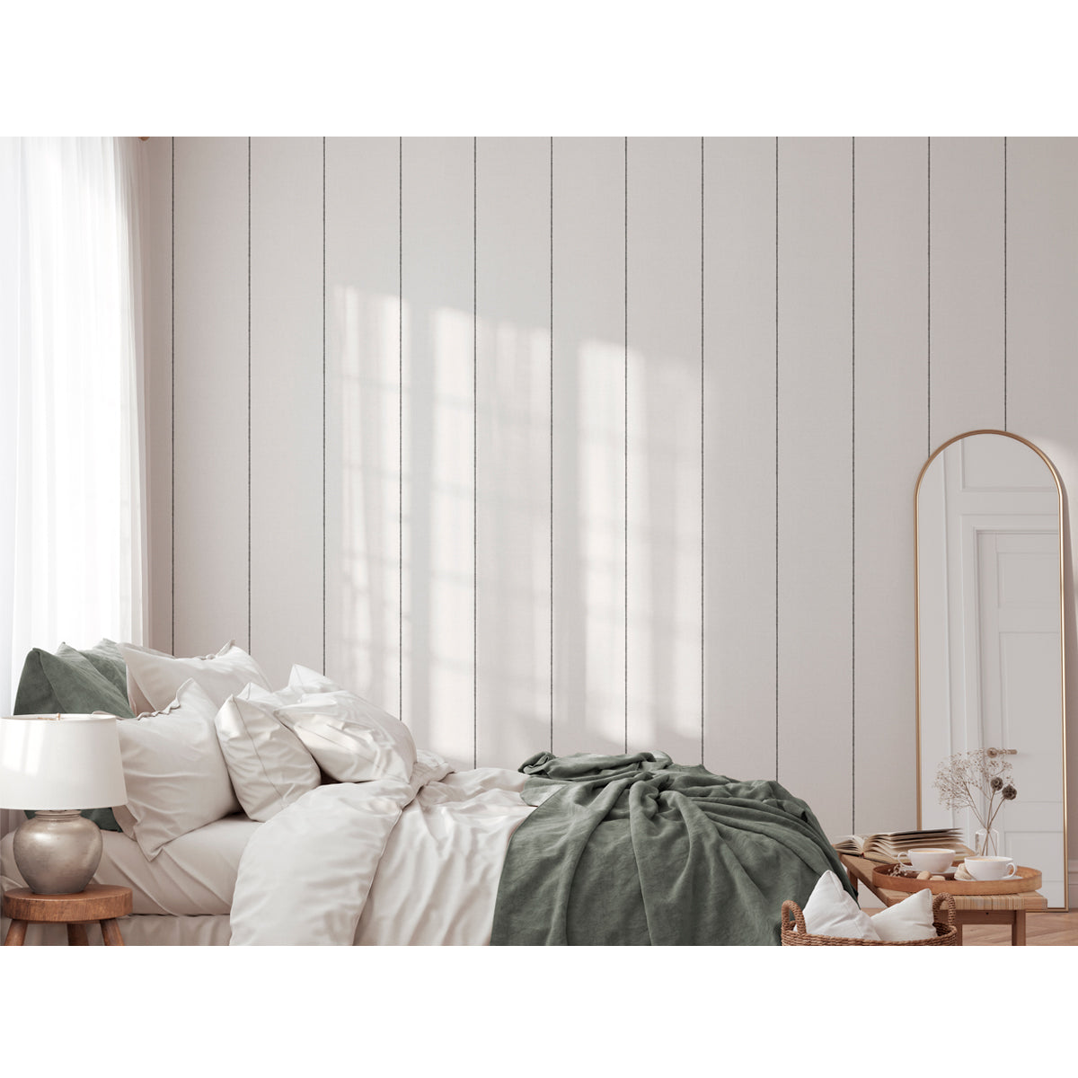 Papel pintado Rayas Mónica de diseño nórdico blanco y negro