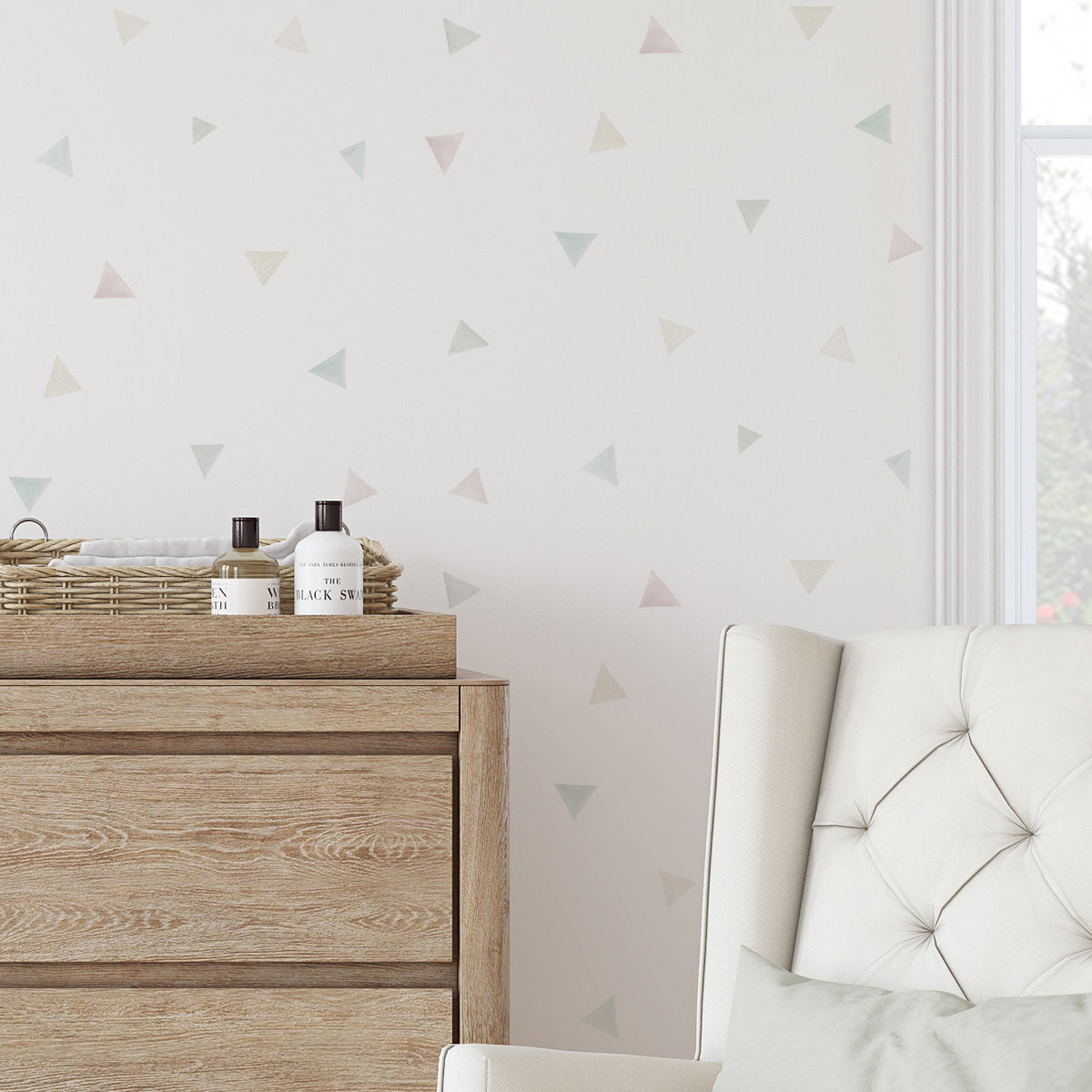 papel pintado Triangulos pastel para decorar habitaciones de bebé