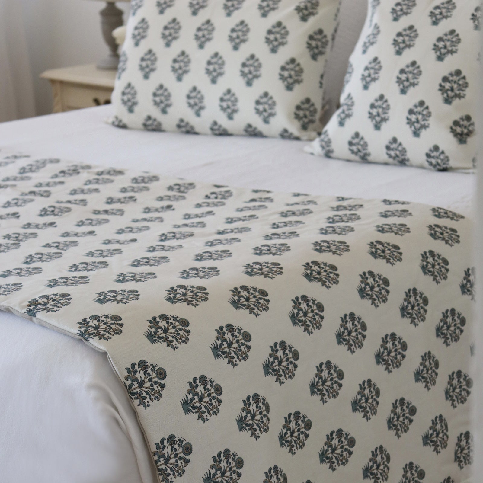 Plaid estampado floral verde agua alfmabi