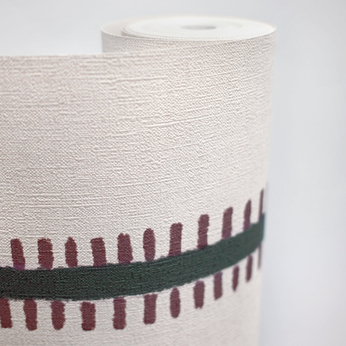 Rollo de papel pintado con textura de tela rayas verde granate