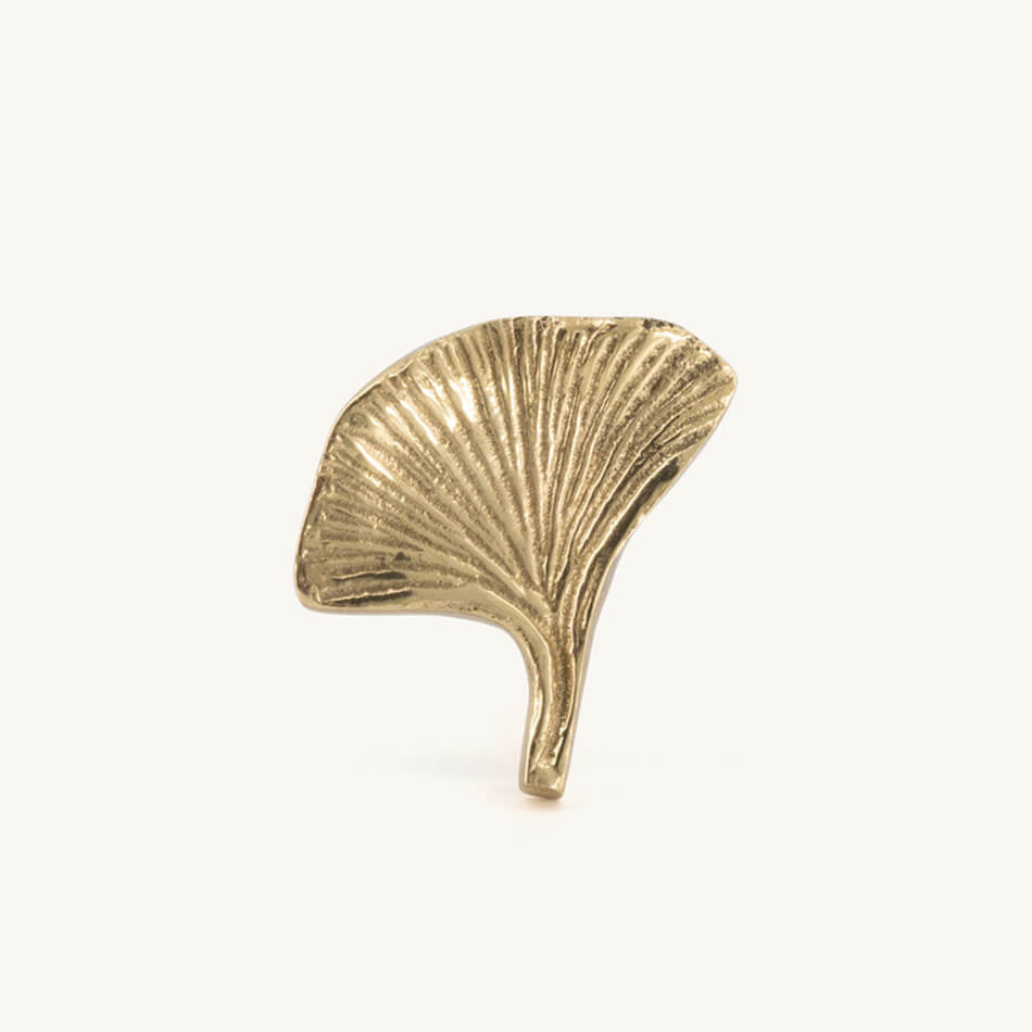 Tirador dorado hoja ginko elegante para decoración de la casa