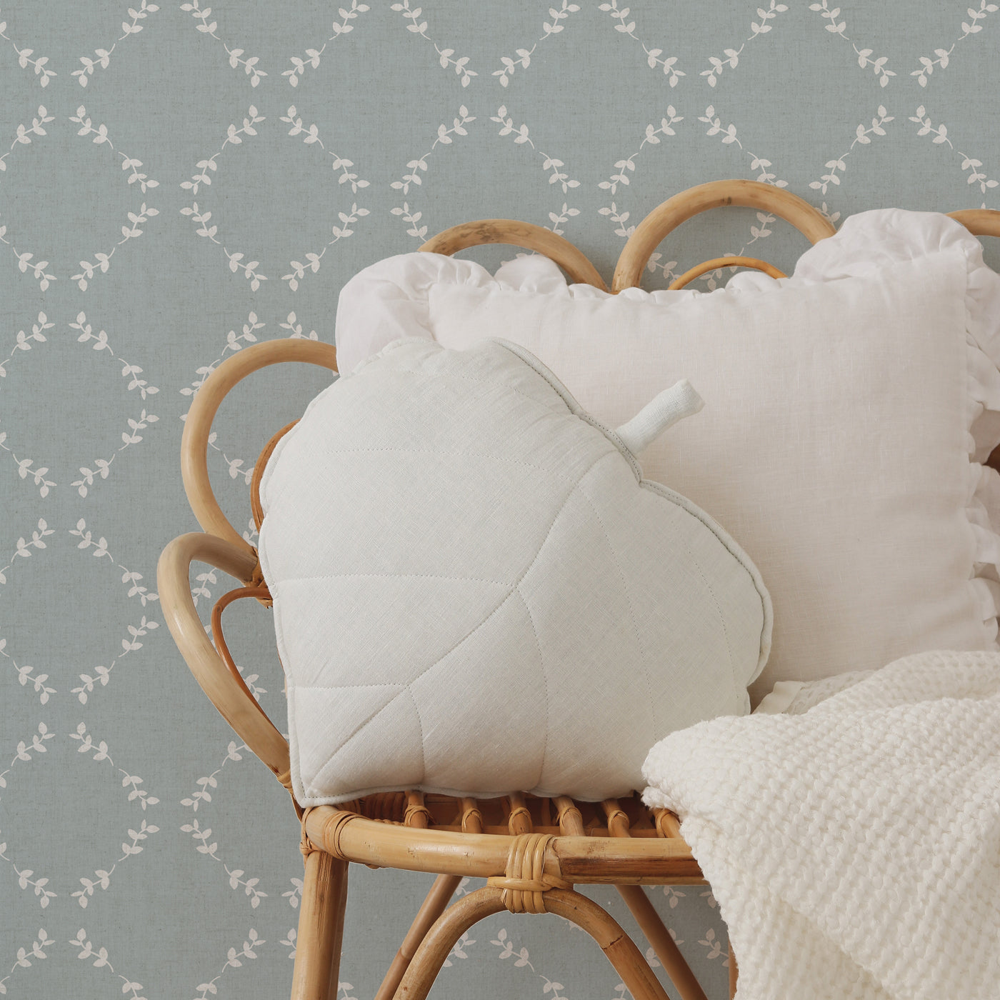 Cojin Hoja lino blanco