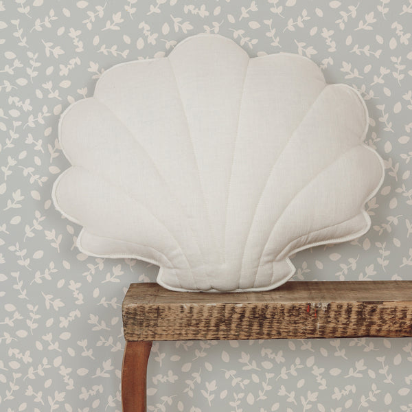 White linen shell cushion
