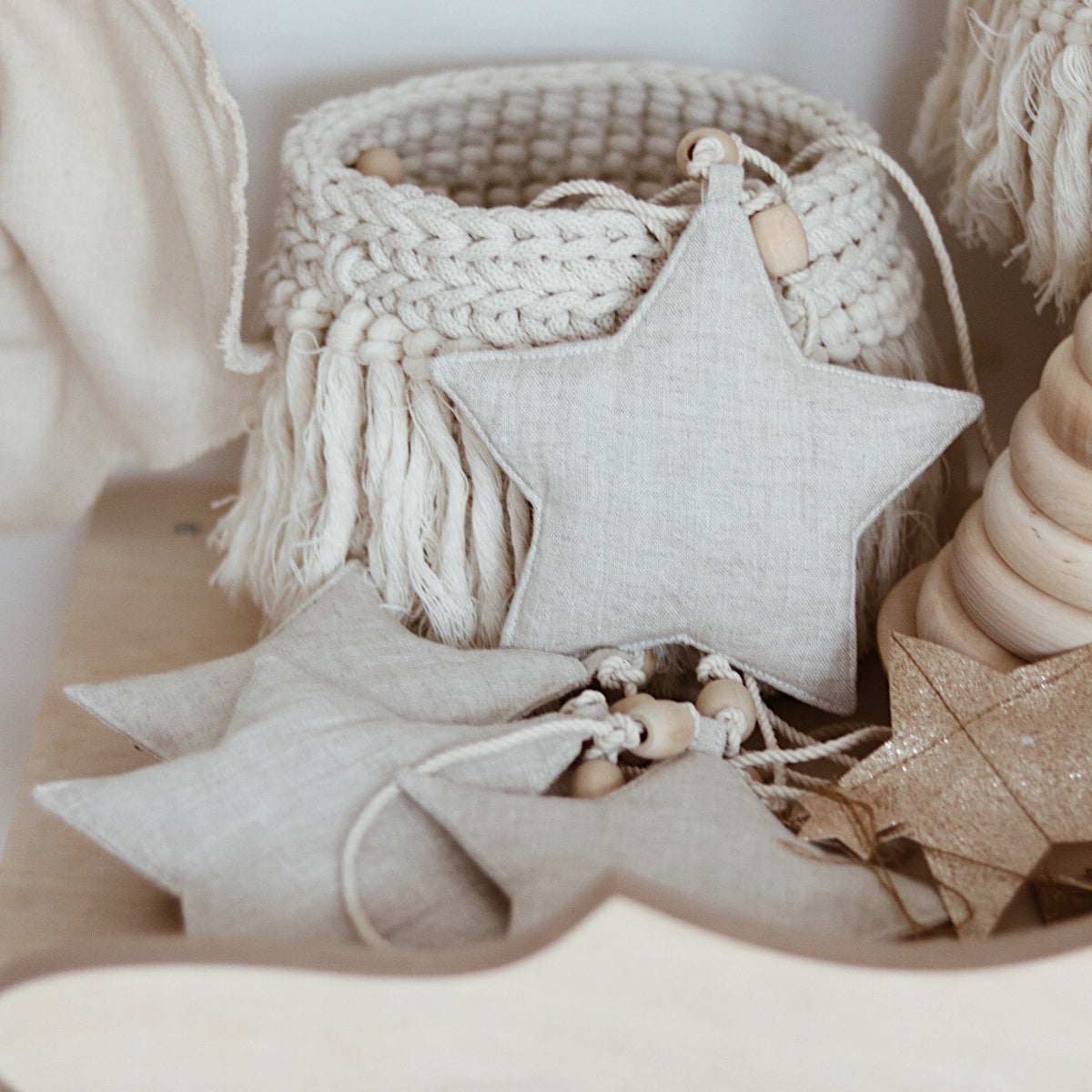 Ghirlanda di stelle beige sabbia