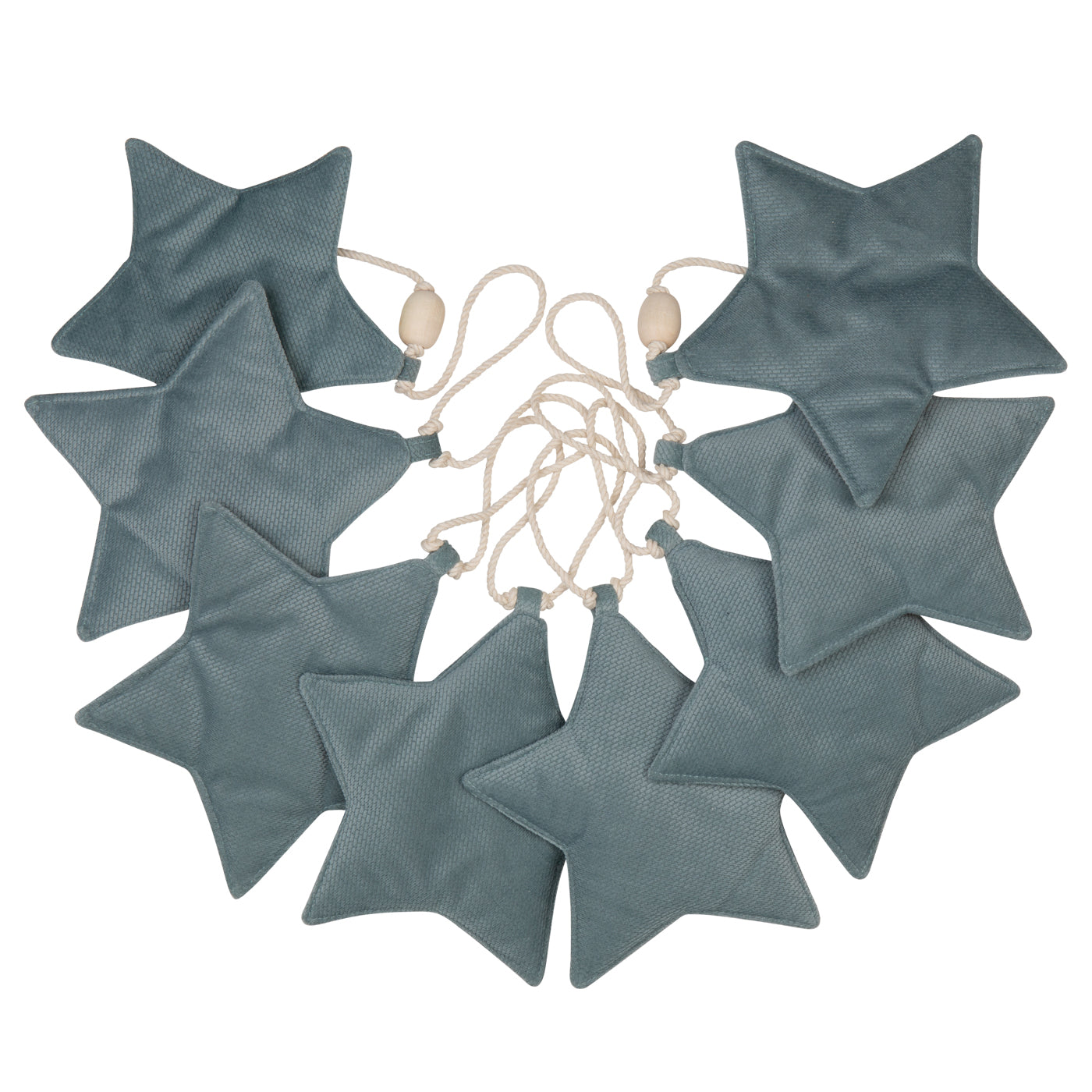 Guirnalda de estrellas azul de terciopelo para habitación de niños