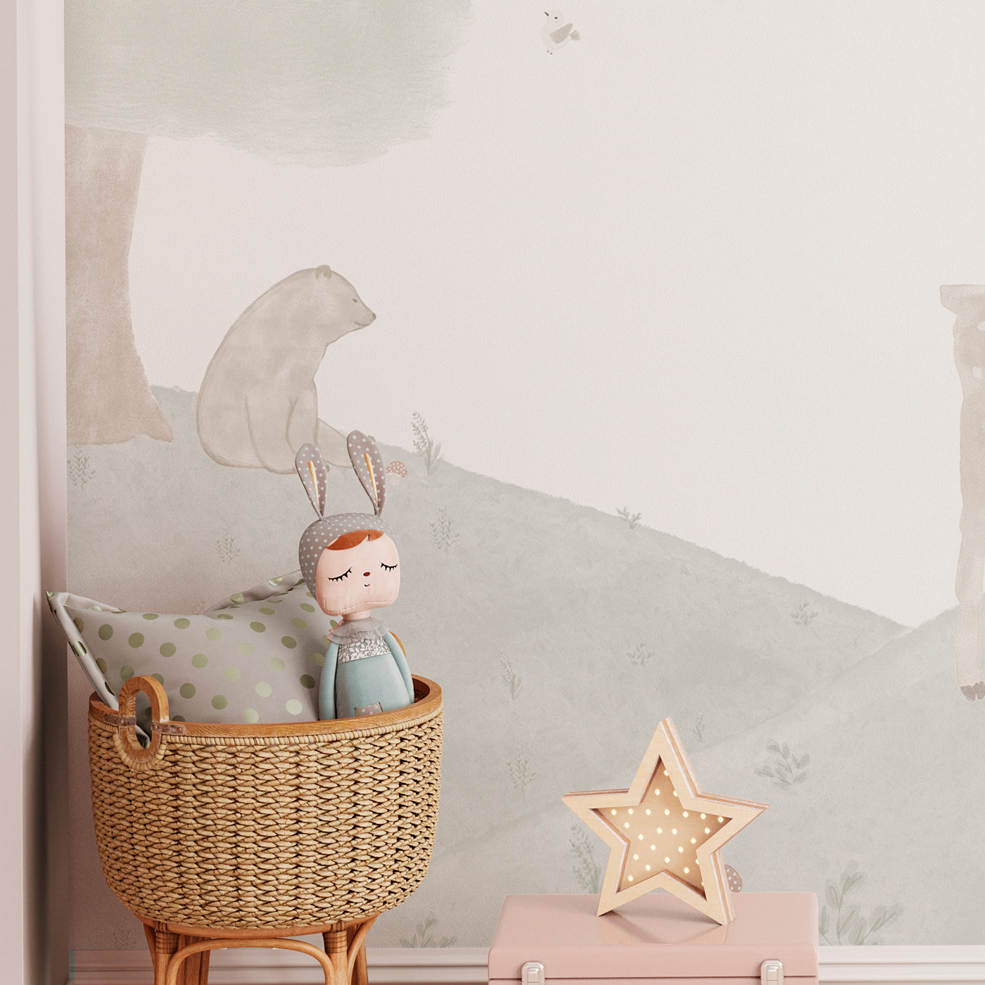 Mural de pared Cervatillos y animales del bosque