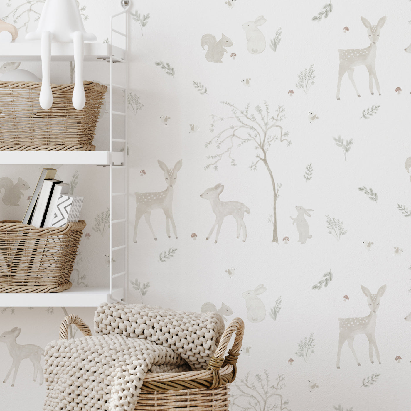 Papel pintado Ciervos en el bosque para decoración infantil
