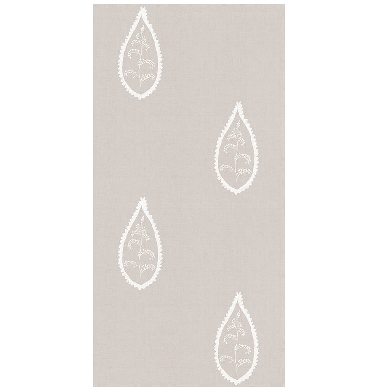 Papel pintado Paisley color beige arena con dibujo estampa cashmere y ligero efecto tela imitando lino natural