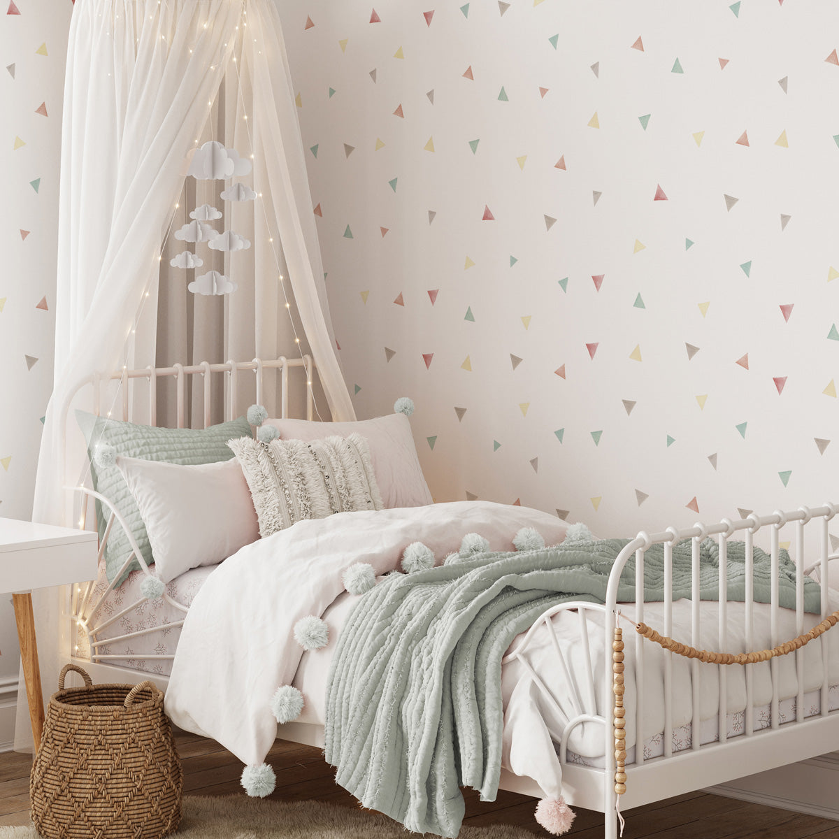 Papel pintado Triangulos multicolor para habitación de chicas