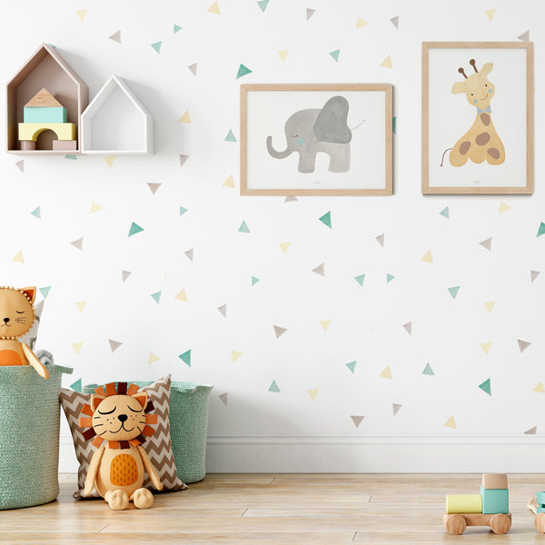 Papel pintado triángulos para decorar cuarto de niños – ALF&mabi