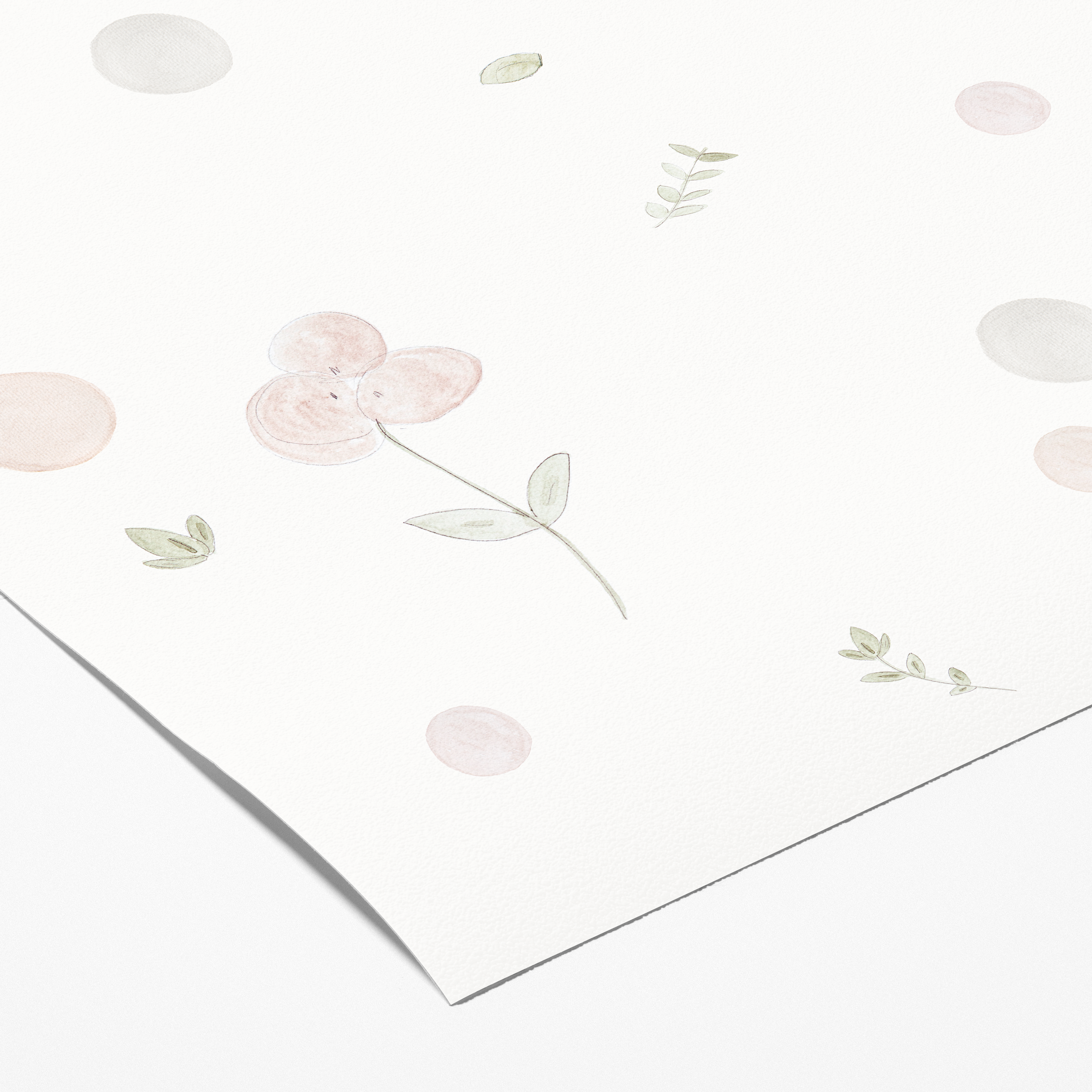 Muestra - Papel pintado Flores y círculos