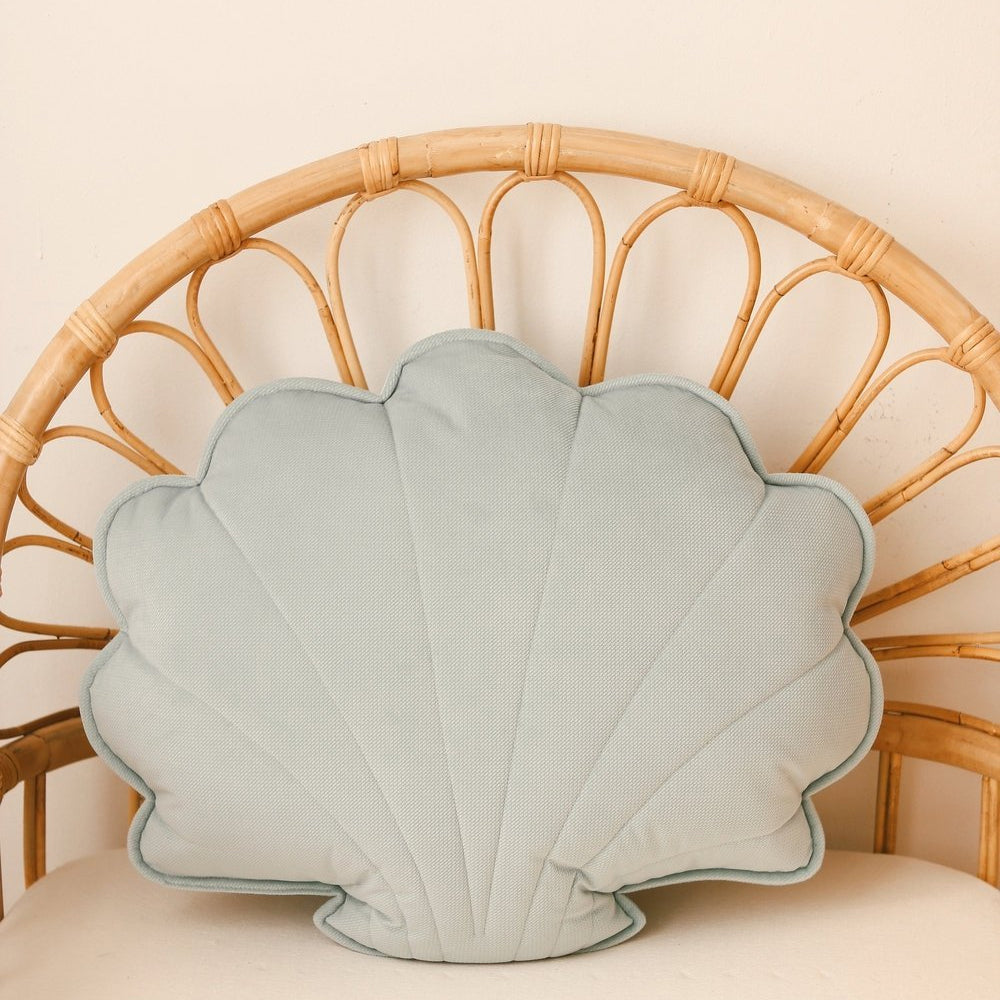 ZCNYCLAM Coussin décoratif en forme de coquillage avec velours pour canapé- lit, décoration de chambre à coucher, salon (33 x 25,4 cm, bleu