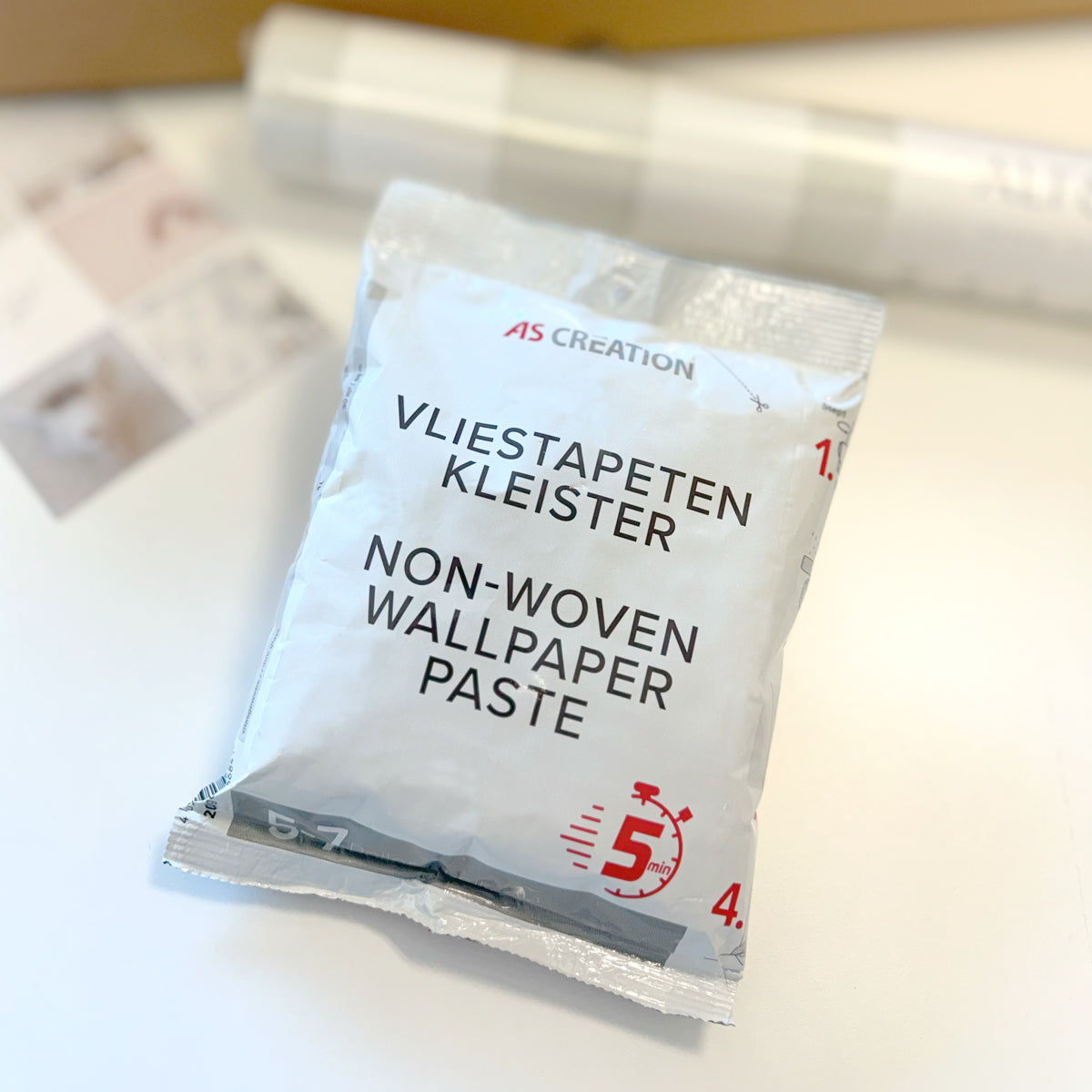 Cola para papel pintado en polvo rendimiento de 5 rollos