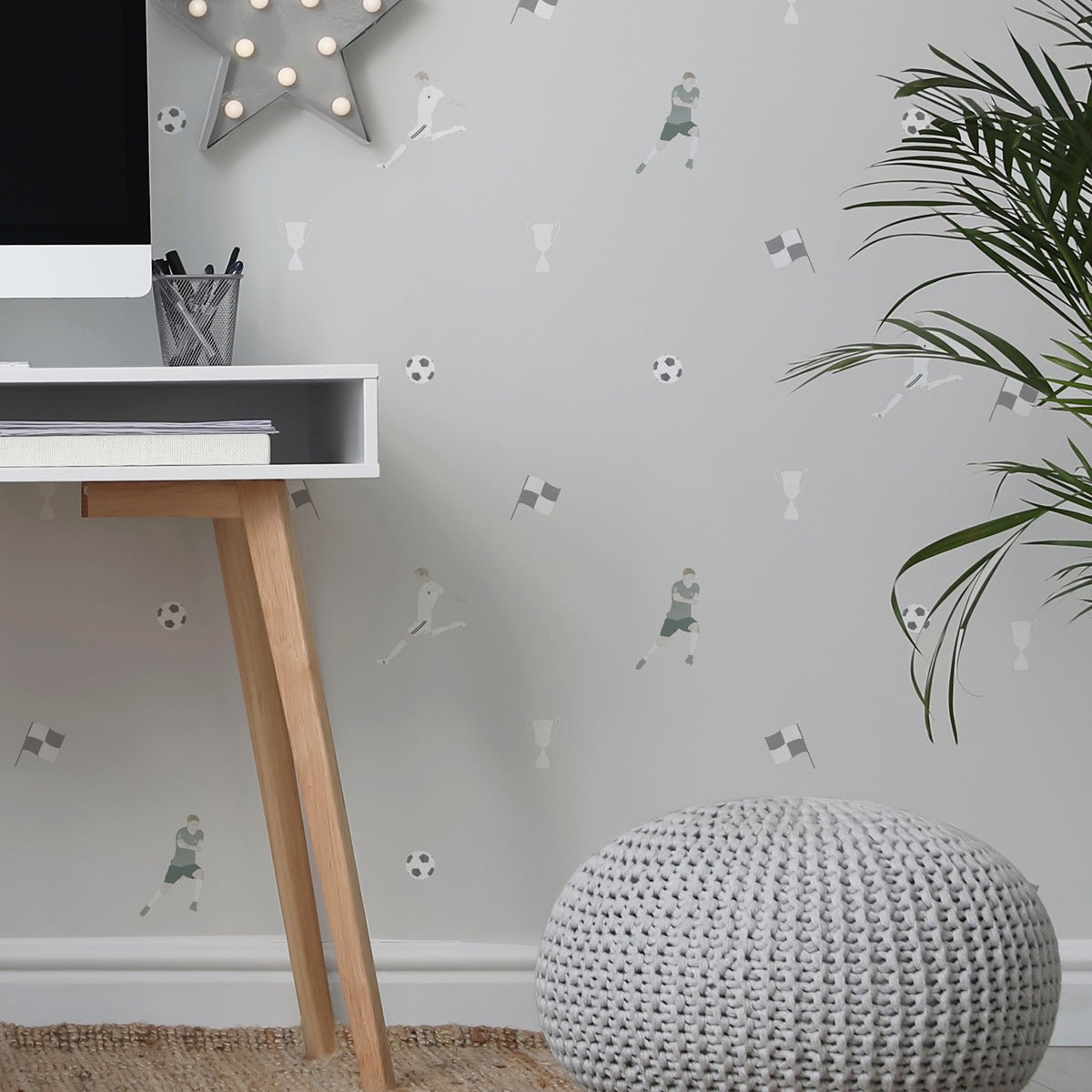 Decoración de cuarto de chicos con papel pintado Deportivo Futbol
