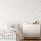 Decoración del cuarto infantil con papel pintado Estrellas rosa suave