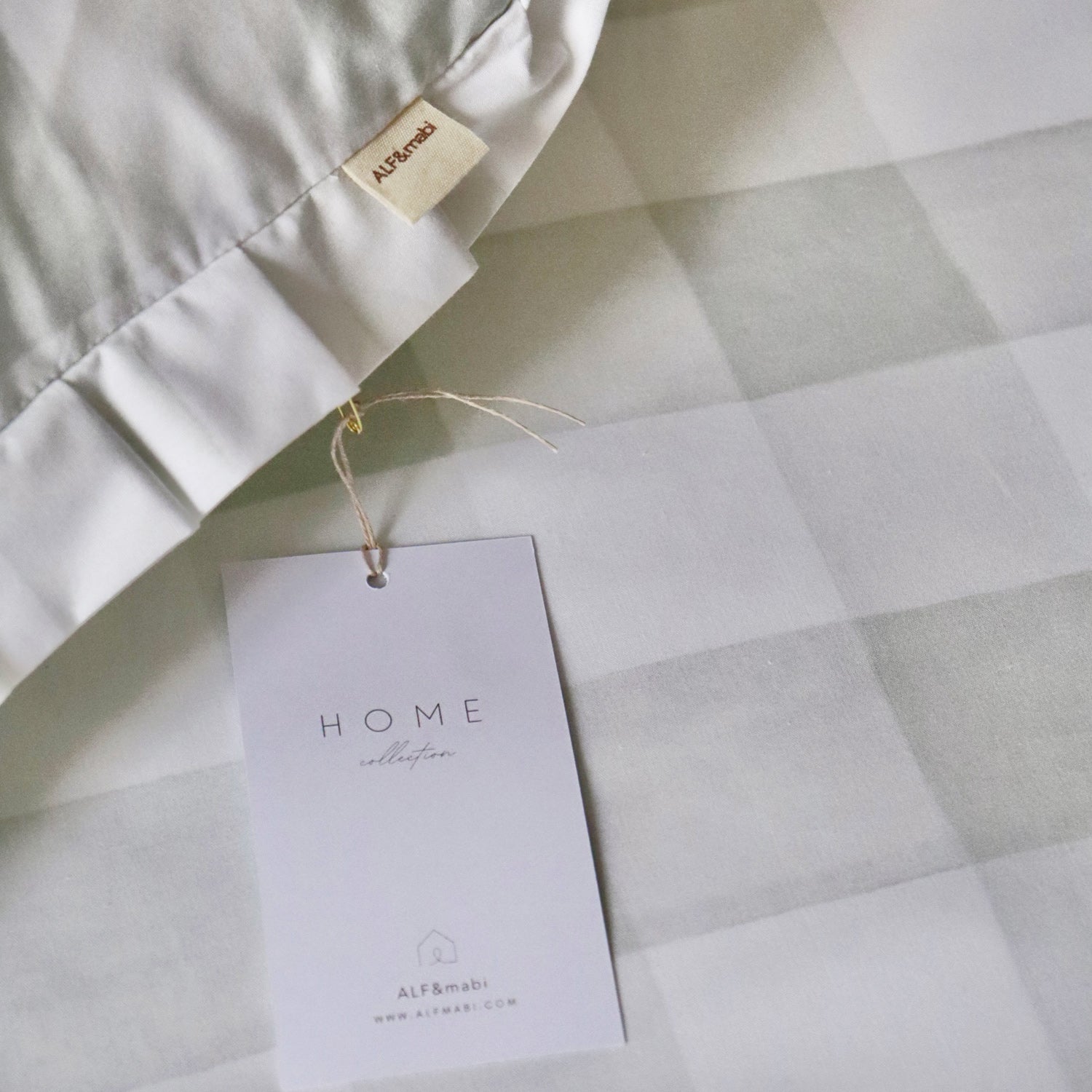 Funda de almohada vichy verde volantes alfmabi