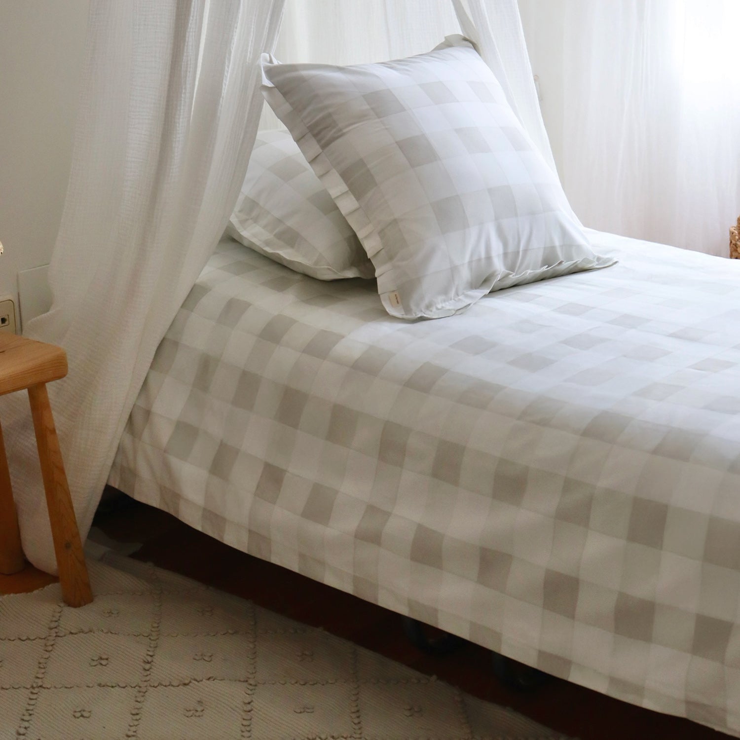 Funda nórdica Vichy Gris Borde liso